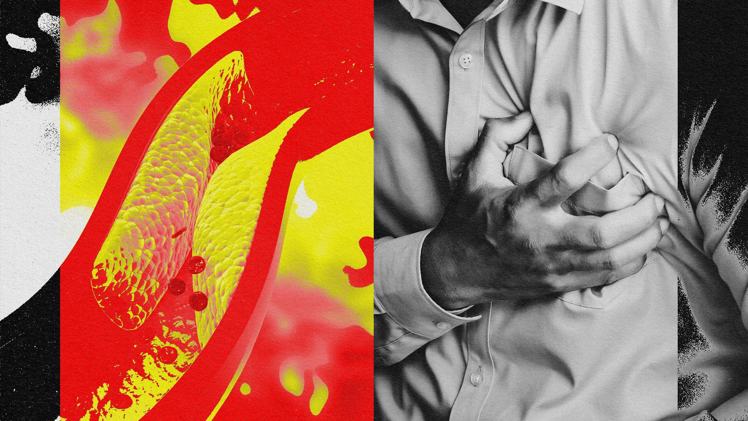 A black and white photo of a man with a heart on his chest, capturing the essence of love and emotion.